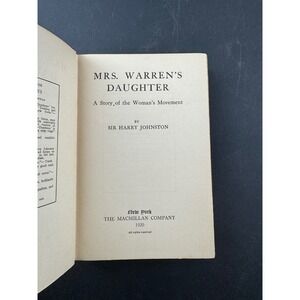 Mrs Warrens Daughter A Story of the Woman Movement by‎ Sir Harry Johnston 1920